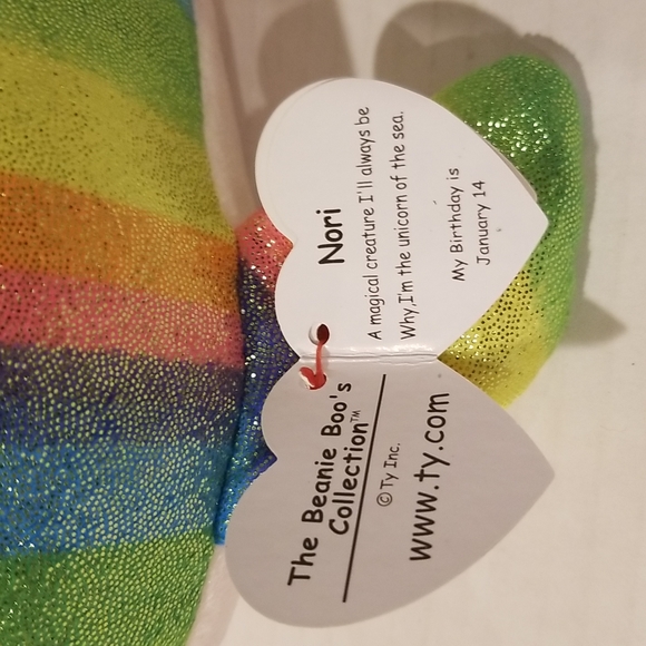 NORI the Narwhal Medium TY Beanie Boos soft plush toy stuffed animal unicorn new - Picture 2 of 3